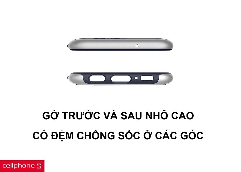 Phần gờ trước và sau nhô cao hạn chế trầy và các góc cạnh được lót đệm chống sốc