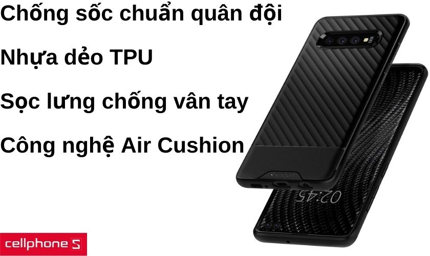 Chất liệu nhựa dẻo TPU và thiết kế đường sọc chống vân tay