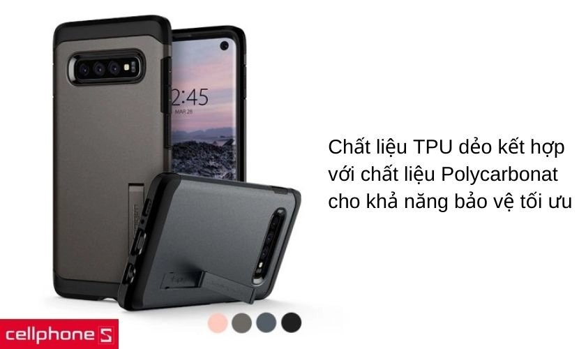 Chất liệu TPU linh hoạt cùng chất liệu Polycarbonat cứng cáp giúp bảo vệ an toàn