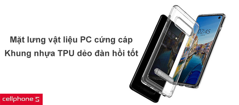 Thiết kế hybrid với mặt lưng cứng và phần khung nhựa dẻo linh hoạt