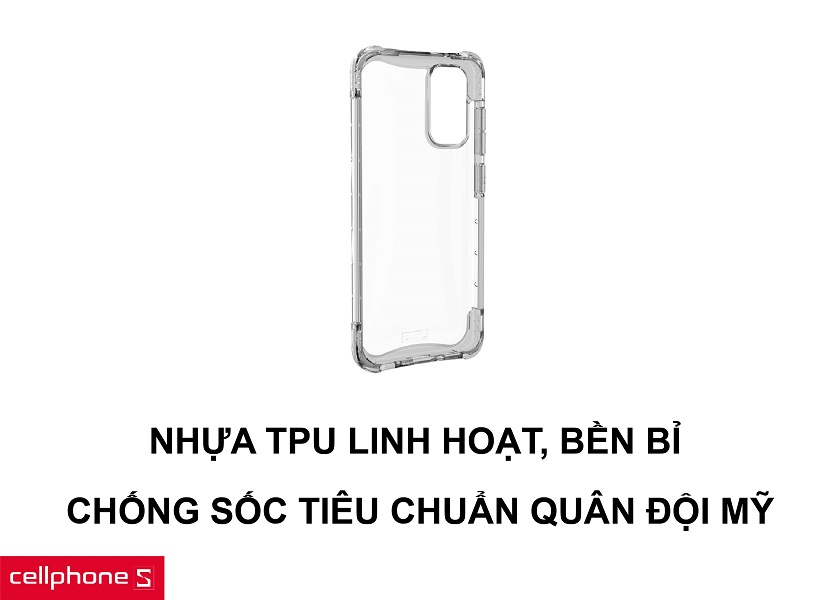 Thiết kế từ nhựa TPU cứng chắc, linh hoạt và khả năng chống sốc tiêu chuẩn quân đội