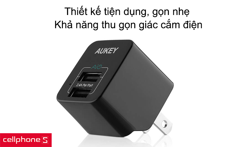 Thiết kế tiện dụng, gọn nhẹ, với khả năng thu gọn giác cắm điện