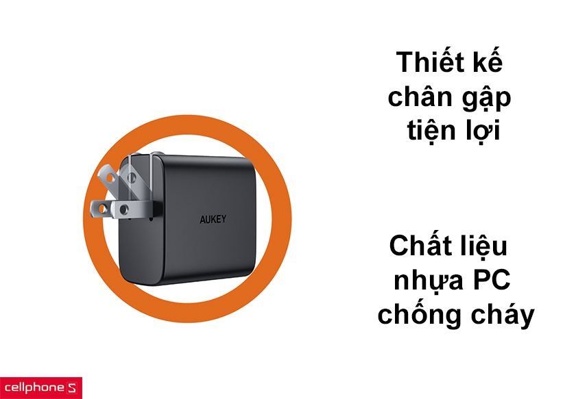 Thiết kế chân gập thông minh tiện lợi, chất liệu nhựa PC chống cháy