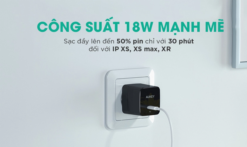 Hỗ trợ PowerDelivery 2 chiều công suất 18w, sạc nhanh 50% trong 30 phút
