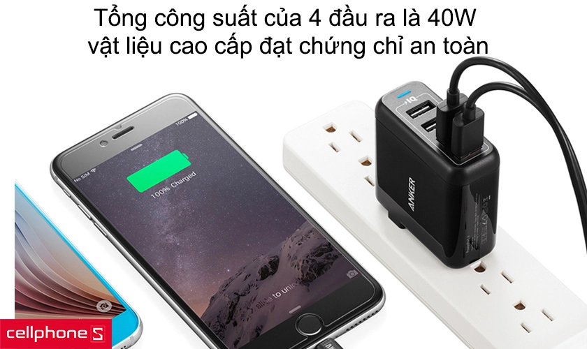 Sạc cùng lúc hai thiết bị, công suất 12W
