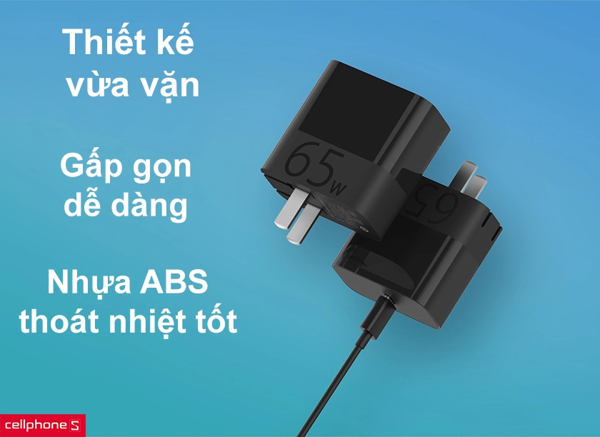 Thiết kế vừa vặn gấp gọn dễ dàng, nhựa ABS thoát nhiệt tốt