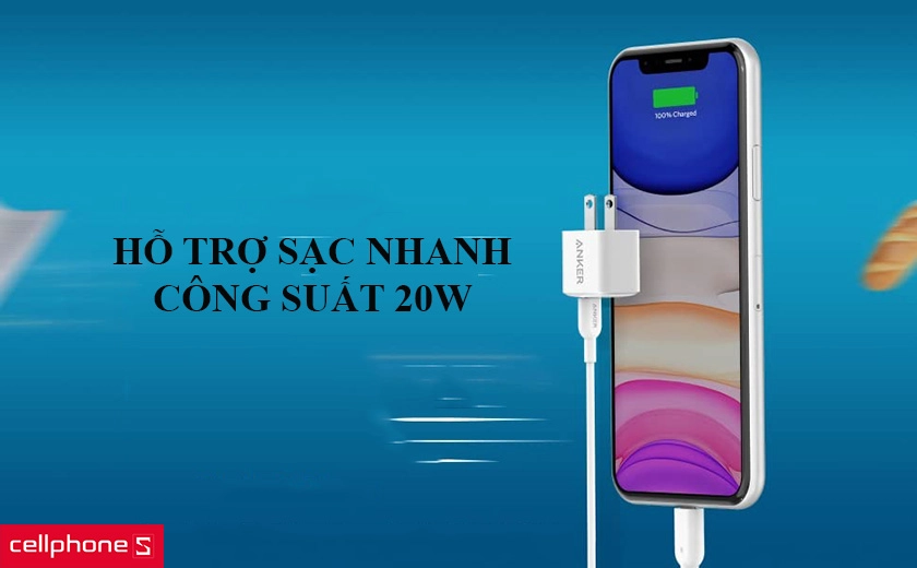 Công suất đầu ra 20W, công nghệ sạc nhanh tối ưu