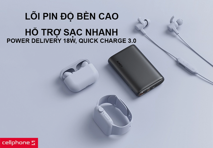 hỗ trợ sạc nhanh Power Delivery 18W, Quick Charge 3.0