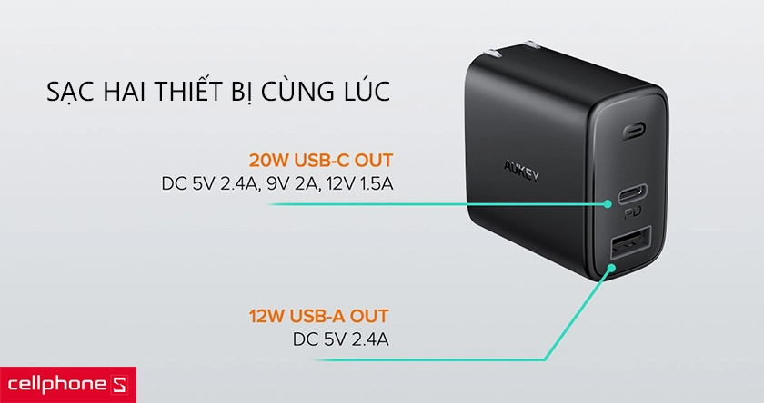 Hỗ trợ sạc hai thiết bị cùng lúc
