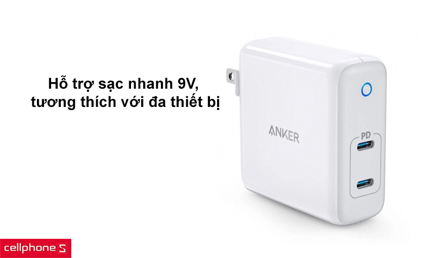 Hỗ trợ sạc nhanh 9V, tương thích với đa thiết bị