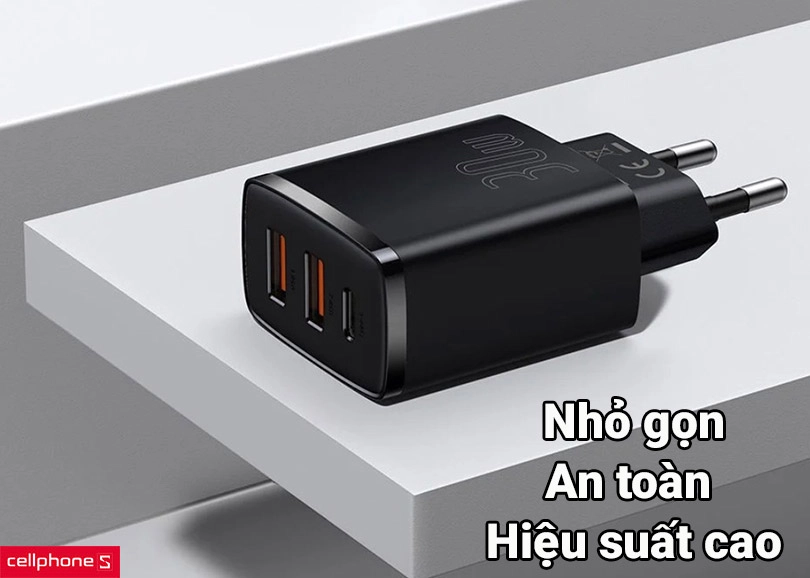 Củ sạc nhanh Baseus Compact 30W 3 cổng 2 x USB-A + USB-C