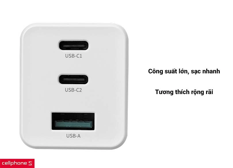 Công suất lớn giúp sạc nhanh với các thiết bị công nghệ hiện nay