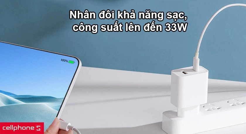 Sạc nhanh Xiaomi 2 cổng USB-A và USB-C AD332EU 33W