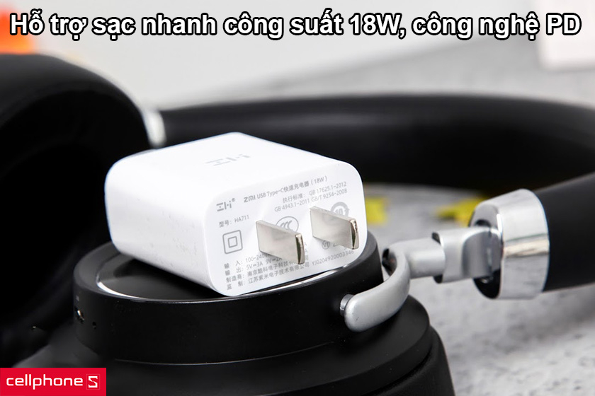 Hỗ trợ sạc nhanh công suất 18W, công nghệ PD