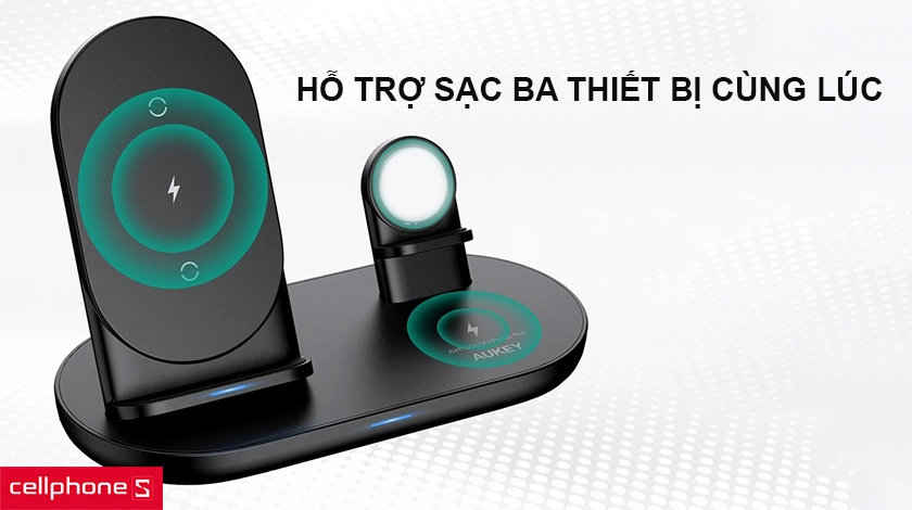 Đế sạc không dây Aukey LC-3A 3 in 1