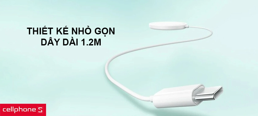 Thiết kế nhỏ gọn, dây dài 1,2m