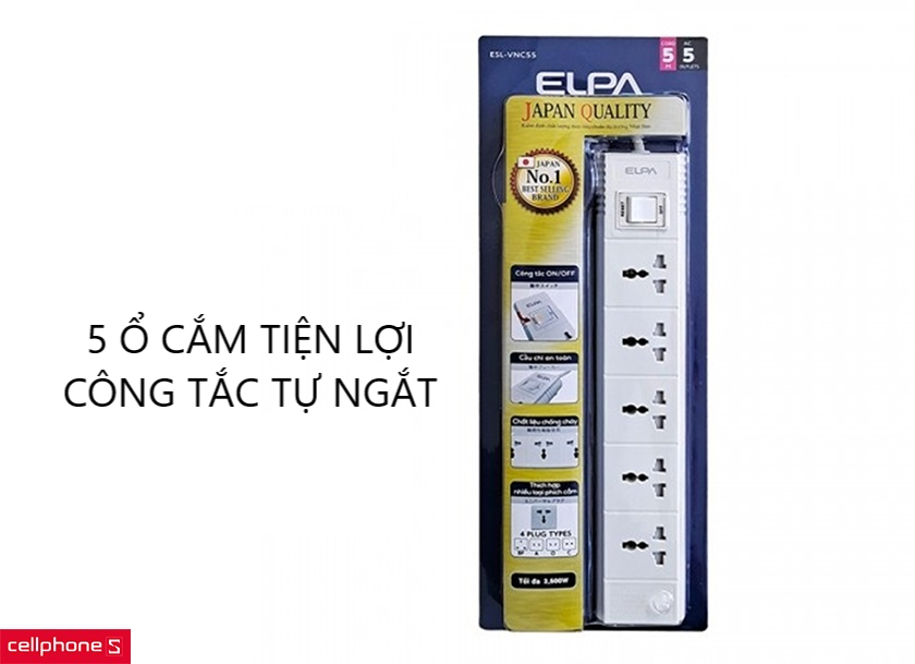 Trang bị 5 cổng AC tiện lợi, tích hợp cầu chì đảm bảo an toàn khi sử dụng