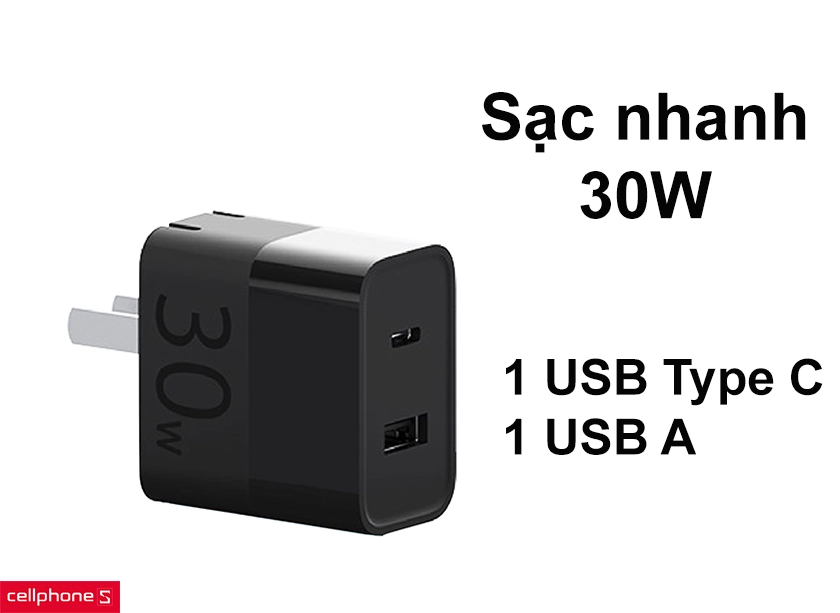 Công nghệ sạc nhanh 30W, đổi mới cổng sạc phù hợp xu hướng