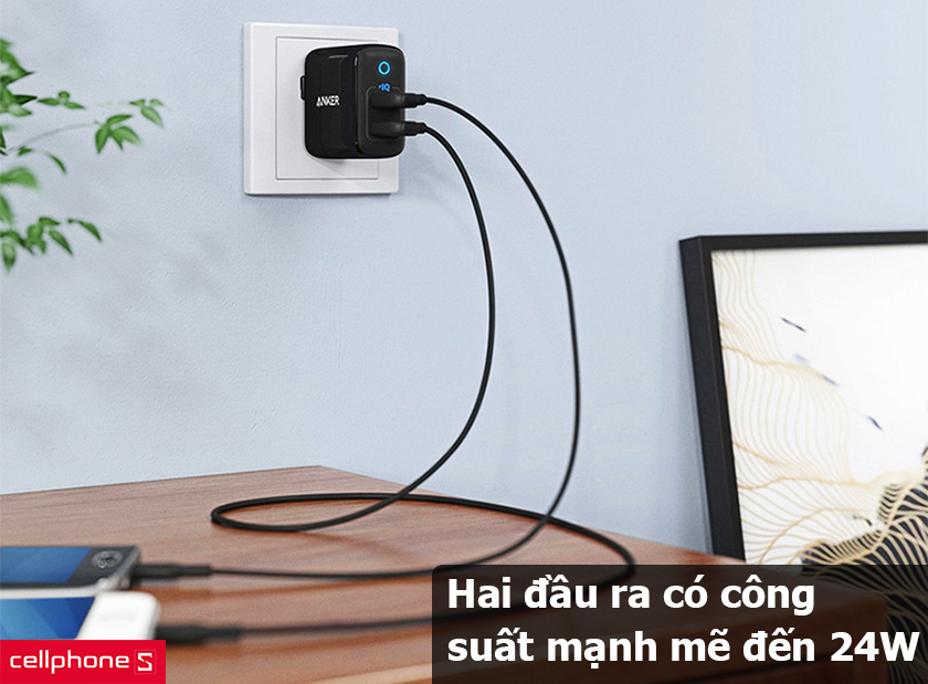 Hai đầu ra có công suất mạnh mẽ lên đến 24W