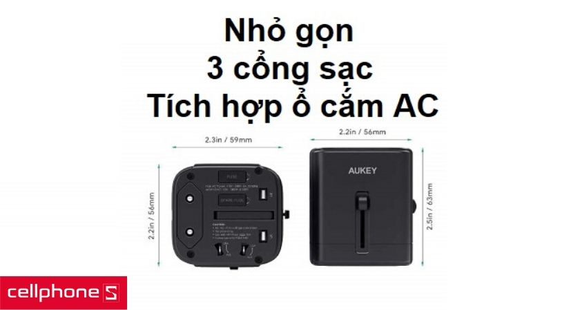Thiết kế nhỏ gọn dễ dàng mang theo nhưng được trang bị lên đến 3 cổng sạc và ổ cắm điện AC