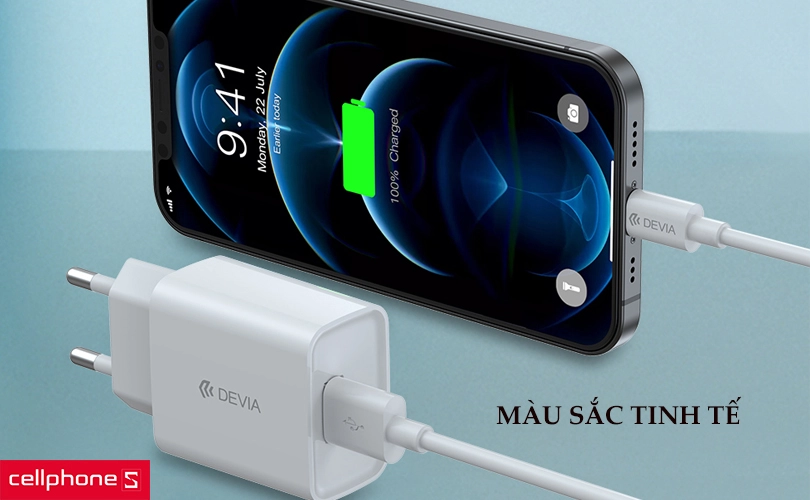 Sạc Devia Smart Series EU Suit 2.1A kèm cáp Lightning V2