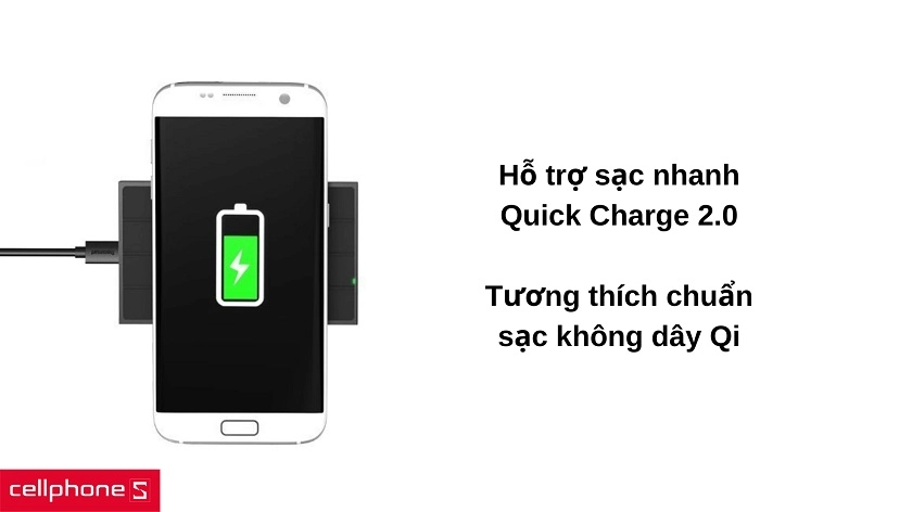 Hỗ trợ công nghệ sạc nhanh Quick Charge 2.0 & sạc không dây chuẩn Qi