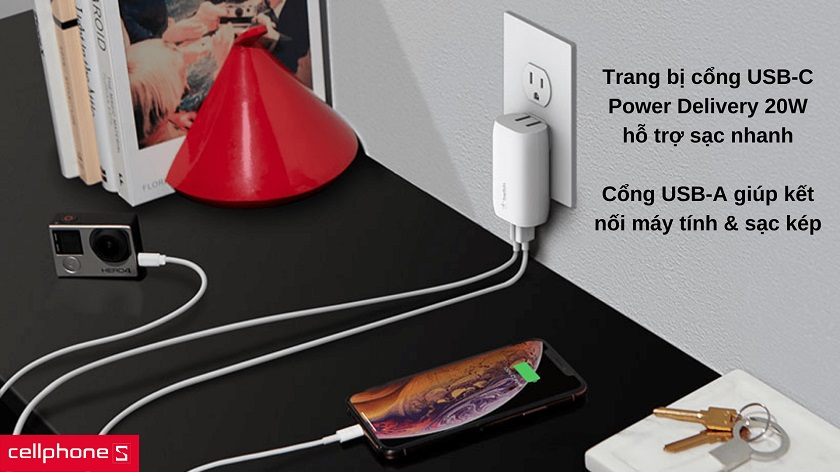 Cổng sạc USB-C chuẩn Power Delivery hỗ trợ sạc nhanh và sạc kép