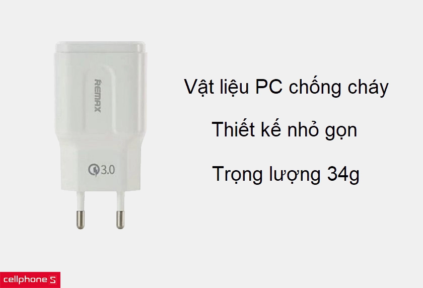 Thiết kế nhỏ gọn, được làm từ vật liệu PC chống cháy