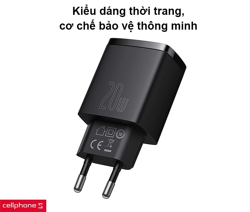 Củ sạc nhanh Baseus Compact 20W 2 cổng USB-A + Tpye-C