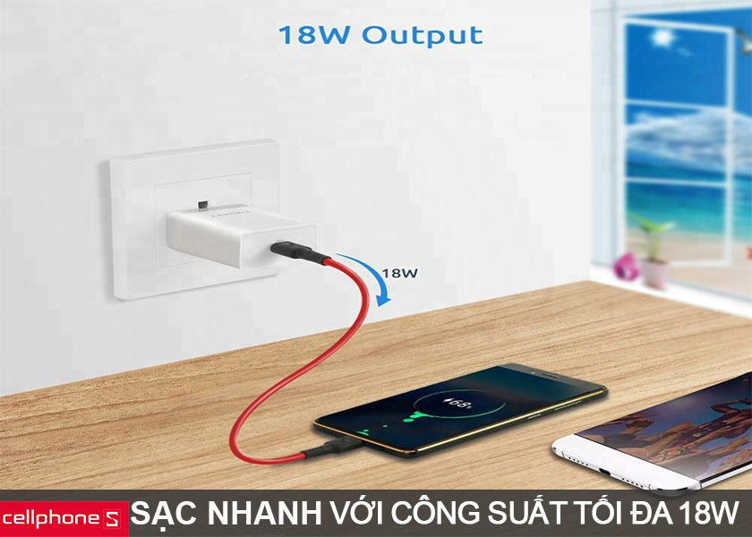 ạc nhanh Pisen Quick Charge 3.0 18W sử dụng giao thức truyền PD mạnh mẽ