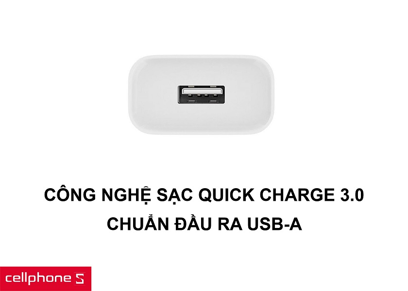 Công nghệ sạc Quick Charge 3.0 18W nhanh chóng cùng đầu ra chuẩn USB-A