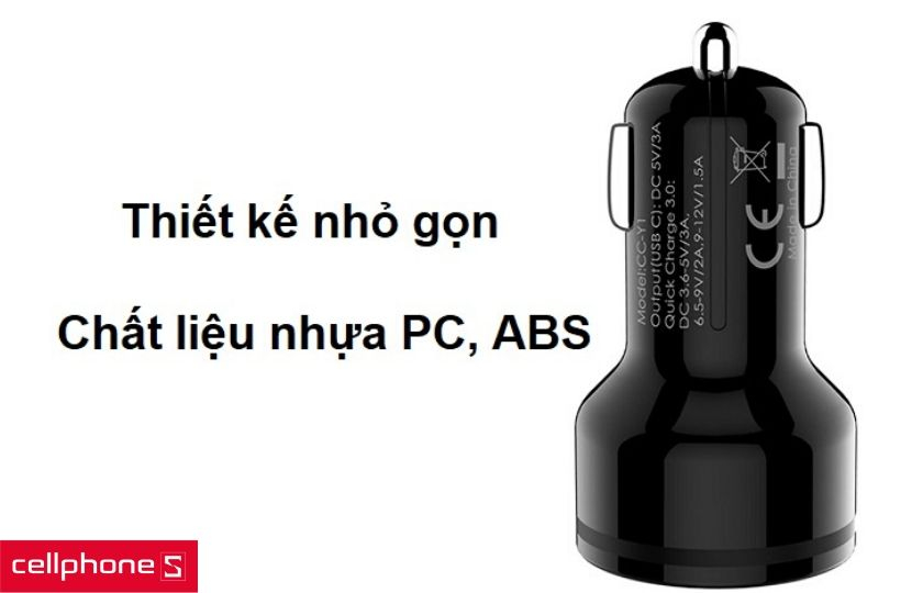Thiết kế nhỏ gọn cùng chất liệu nhựa PC cứng cáp, bền bỉ