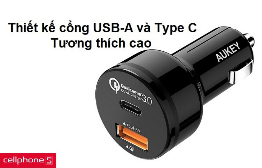 Thiết kế một cổng USB-A và một cổng Type C mang đến khả năng tương thích cao