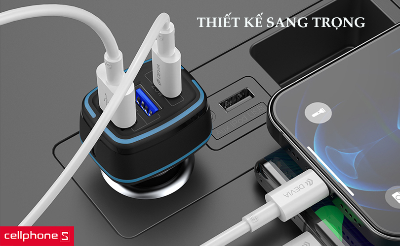 Sạc ô tô Devia Extreme Speed Dual USB + Type C Full Compatible Fast (85W)
