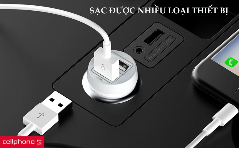 Sạc ô tô Devia Smart Series Suit for Type-C (5V 3.1A, 2USB)