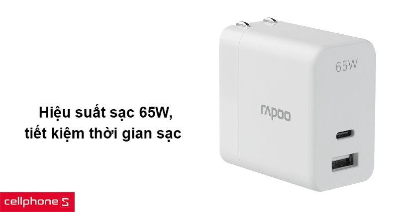 Hiệu suất sạc 65W, tiết kiệm thời gian sạc