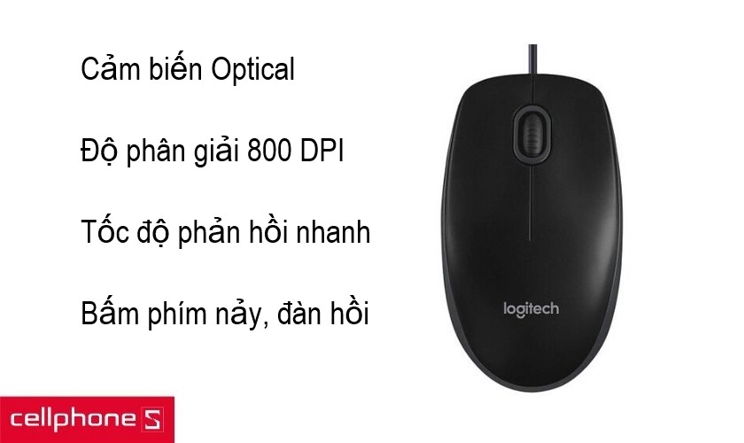Tốc độ phản hồi nhanh với độ phân giải tải 800 DPI cùng cảm giác bấm phím tốt