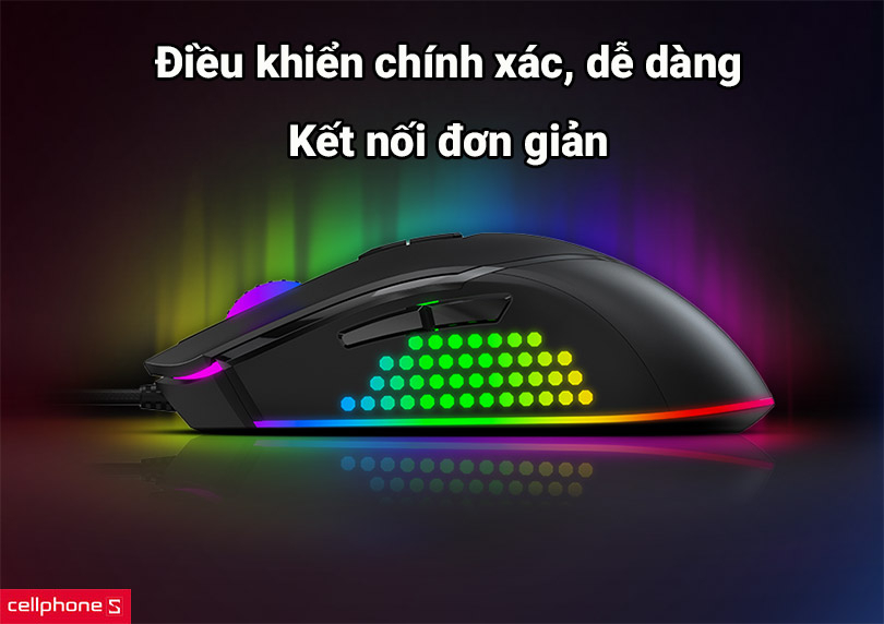 Điều khiển chính xác dễ dàng, tùy chỉnh 6 chế độ DPI, kết nối đơn giản