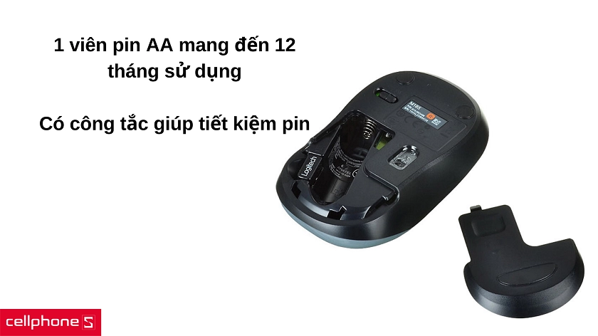 Sử dụng lâu dài chỉ với 1 viên pin AA kèm công tắc tiết kiệm pin