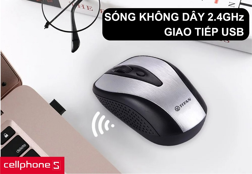 Sóng không dây 2.4GHz cùng giao tiếp kết nối thông qua USB