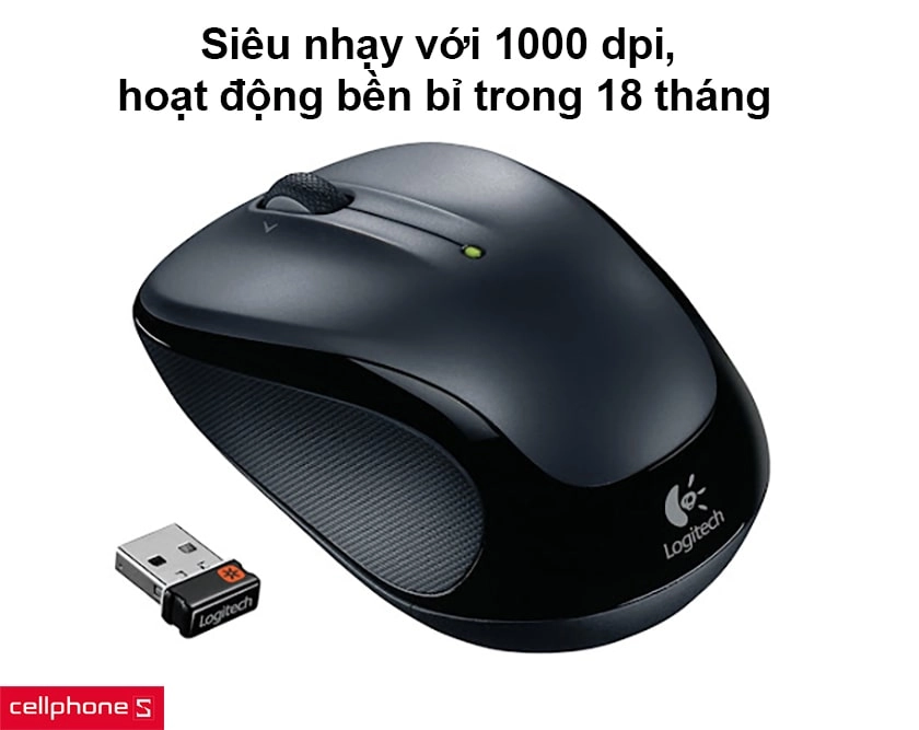 Siêu nhạy với 1000 dpi, hoạt động bền bỉ trong 18 tháng