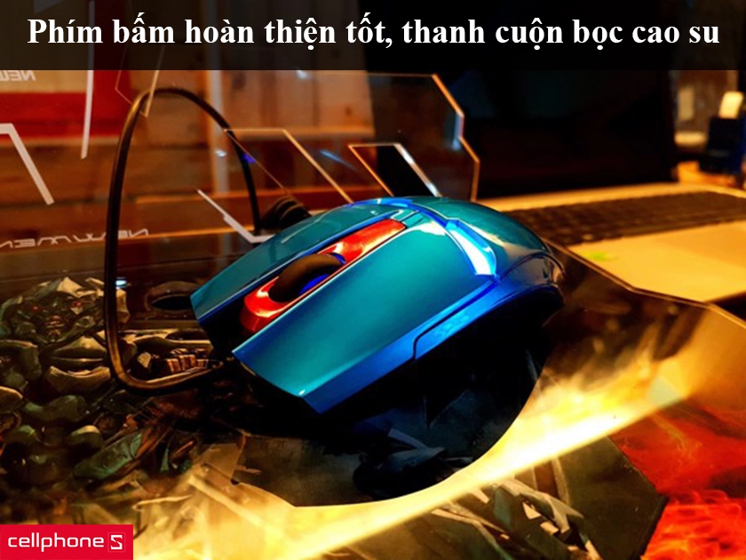 Các phím bấm hoàn thiện tốt, thanh cuộn chuột bọc cao su