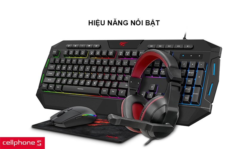 Combo bàn phím + Chuột Gaming + Tai nghe + lót chuột HAVIT KB501CM 