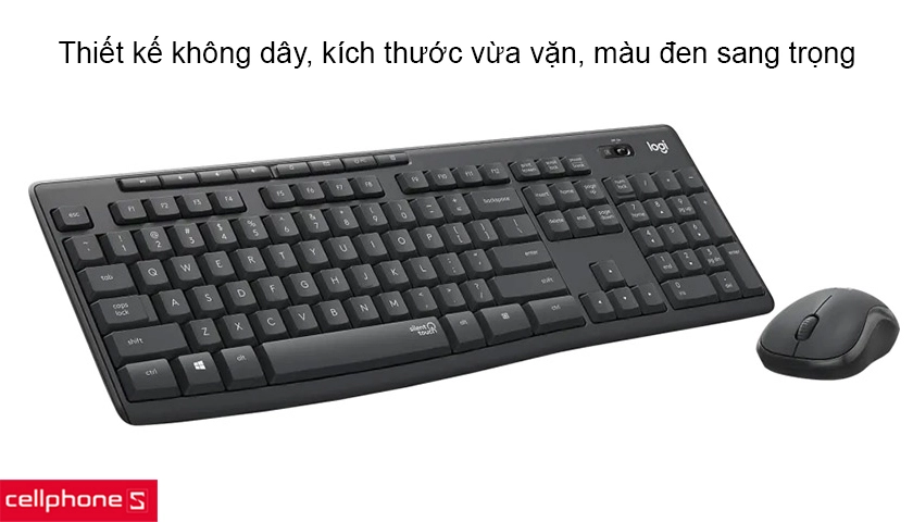 Thiết kế không dây, kích thước vừa phải với màu đen chủ đạo