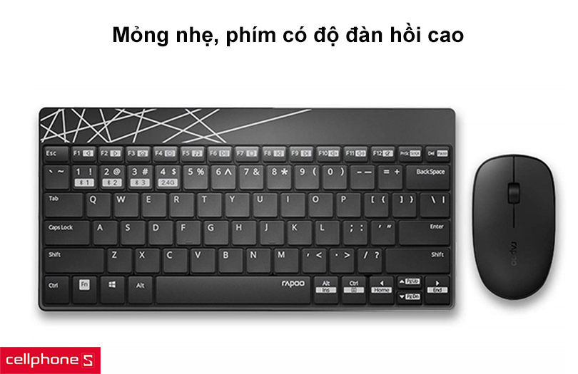 Combo Bàn phím + Chuột không dây Rapoo 8000S