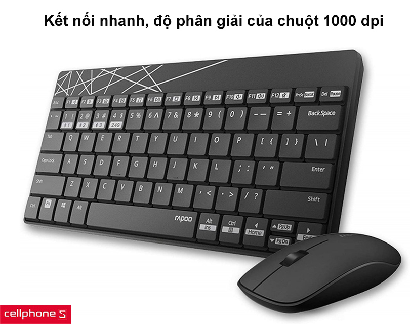Combo Bàn phím + Chuột không dây Rapoo 8000S