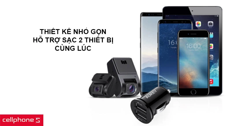 Thiết kế nhỏ gọn, hỗ trợ sạc 2 thiết bị cùng lúc