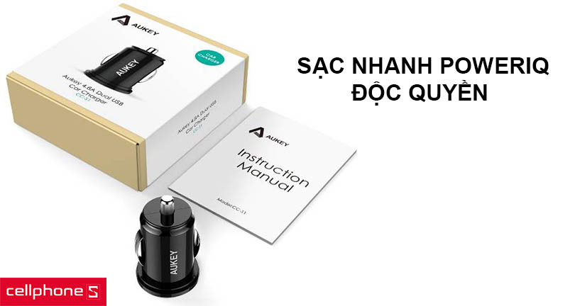 Tích hợp công nghệ sạc nhanh PowerIQ độc quyền từ Aukey