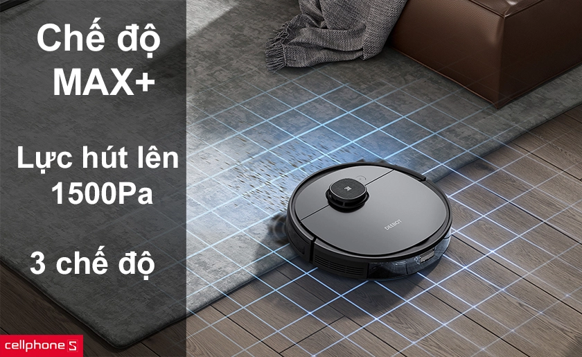 công nghệ tăng áp lực hút 1500Pa với nhiều chế độ