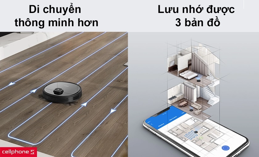 lưu nhớ bản đồ vệ sinh cho nhiều tầng, di chuyển thông minh